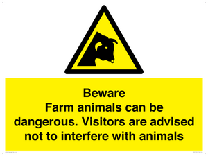 Beware Farm animals can be dangerous. Visitors are advised not to interfere with animals